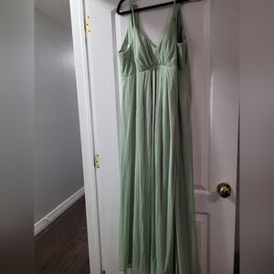 Azazie sage green A6 maternity bridesmaid dress